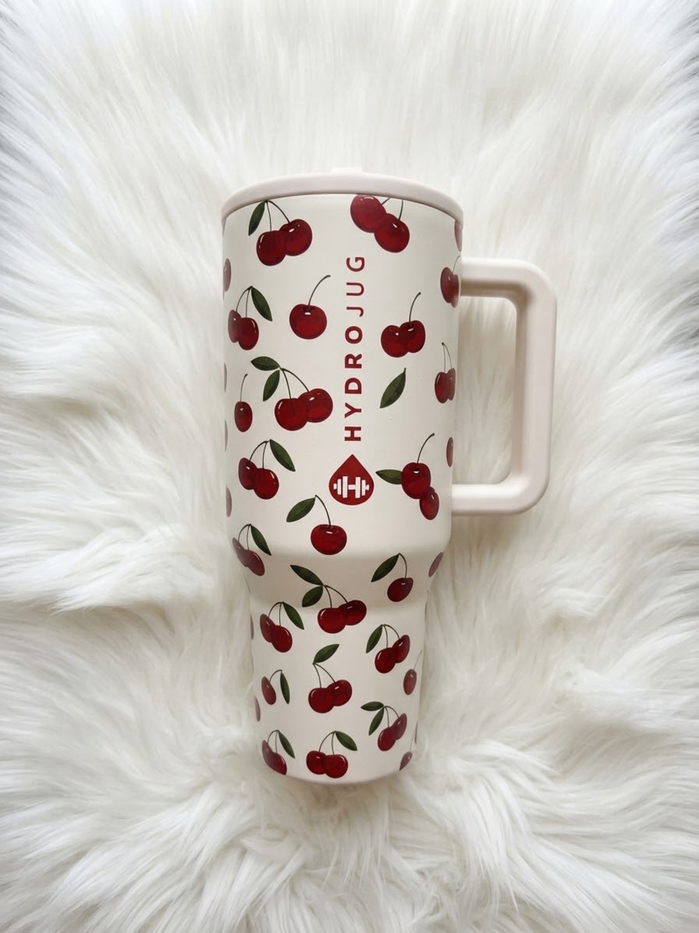 40oz Cherry Print Tumbler with Handle (NWT)